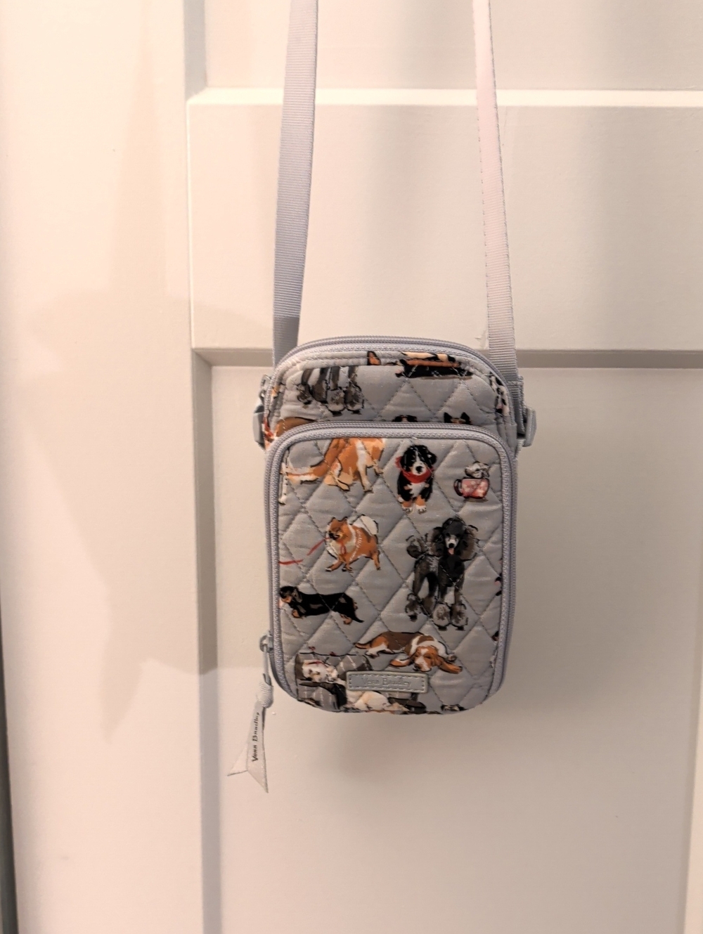 Vera Bradley Gray Quilted Dog Print Crossbody Pouch